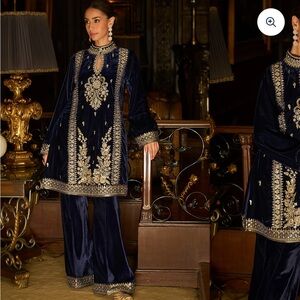 Elegant Navy Blue Embroidered Lehenga